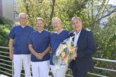Zu sehen von links nach rechts: Dr. med. Bernd Kroes, Chefarzt der Klinik für Allgemein- und Viszeralchirurgie, Dr. med. Holger Beier, Chefarzt der Klinik für Innere Medizin, Prof. Dr. med. Hubertus Köller, Chefarzt der Klinik für Neurologie, Marco Kempka, Geschäftsführer.